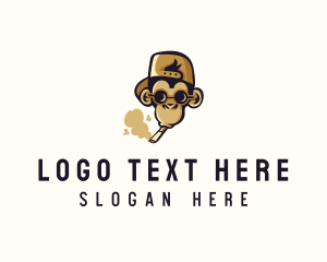 Zoo - Hipster Monkey Smoke logo design