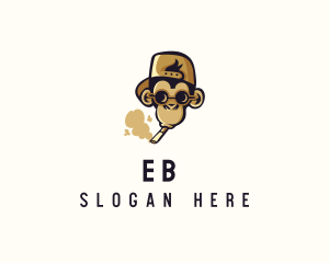 Hipster Monkey Smoke  logo design