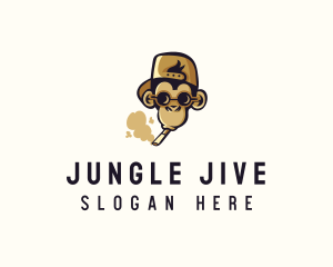 Monkey - Hipster Monkey Smoke logo design