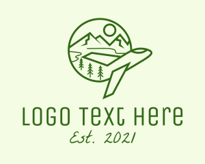 Aeroplane - Green Plane Travel logo design