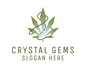 Crystal Weed Leaf  logo design