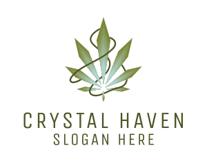 Crystal Weed Leaf  logo design