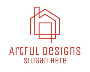 Red Linear House  logo design