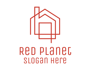 Red Linear House  logo design