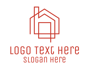 House - Red Linear House logo design