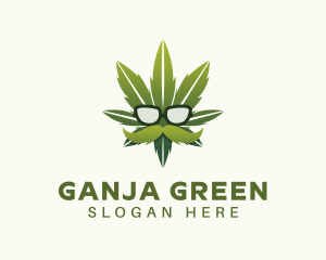 Ganja - Marijuana Mustache Sunglasses logo design