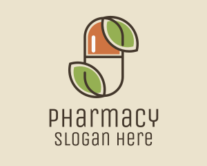 Leaf Capsule Pharmacy logo design