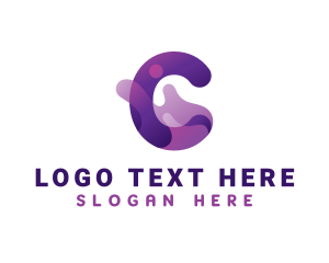 Playful - Violet Letter C Splash Liquid logo design