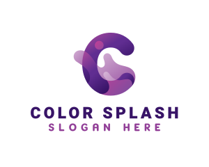 Violet Letter C Splash Liquid logo design