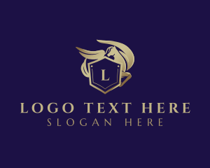 Horse Racing - Pegasus Luxury Shield logo design