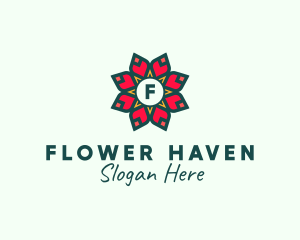 Poinsettia Flower Holiday Lantern logo design