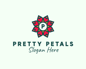 Poinsettia Flower Holiday Lantern logo design