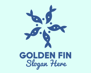 Goldfish - Blue Fish Aquarium logo design