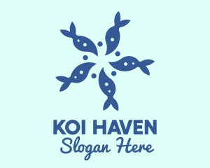 Koi - Blue Fish Aquarium logo design