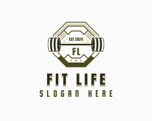 Fitness Weightlifting Barbell logo design