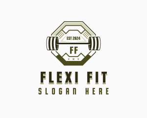 Fitness Weightlifting Barbell logo design