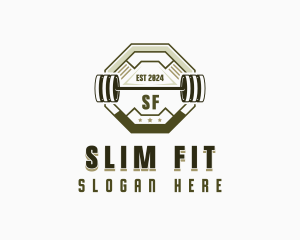 Fitness Weightlifting Barbell logo design