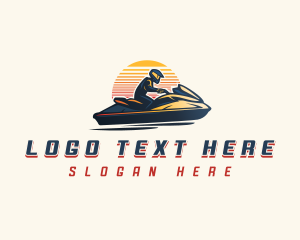 Vacation - Jet Skiing Sunset logo design