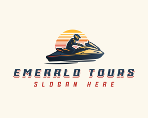 Jet Skiing Sunset logo design