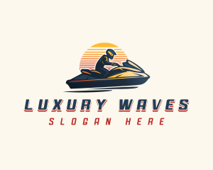 Jet Skiing Sunset logo design