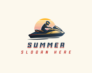 Jet Skiing Sunset logo design