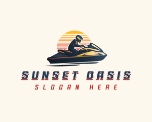 Jet Skiing Sunset logo design