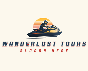 Jet Skiing Sunset logo design