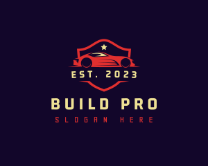 Panel Beater - Sports Car Shield logo design