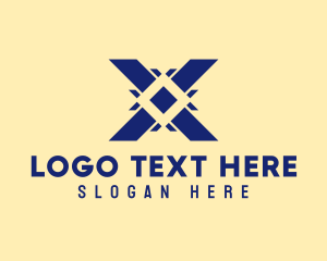 Roman Numeral - Blue Modern Letter X logo design