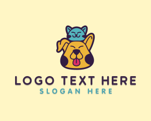Pet Grooming - Cute Cat Dog logo design