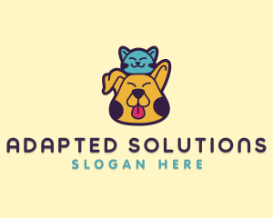 Cute Cat Dog  logo design