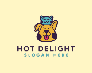 Cute Cat Dog  logo design