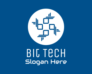 Blue Tech Cross logo design