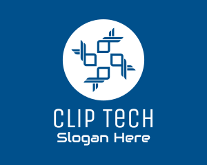 Blue Tech Cross logo design