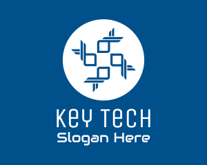 Blue Tech Cross logo design