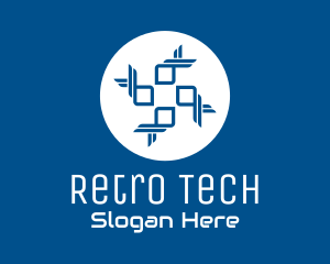 Blue Tech Cross logo design