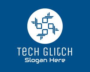 Blue Tech Cross logo design