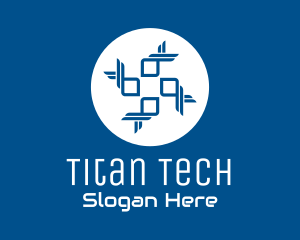 Blue Tech Cross logo design