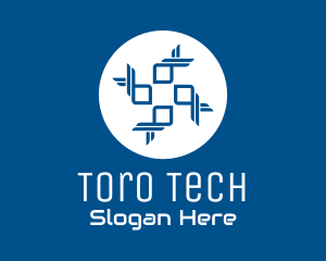 Blue Tech Cross logo design