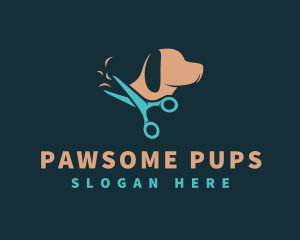 Canine Dog Scissors Grooming logo design