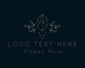 Healing Crystal - Elegant Leaf Crystal logo design