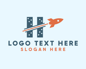 Zoom - Rocket Buildings Letter H logo design