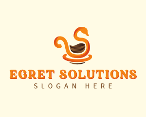 Egret - Swan Cafe Coffee logo design