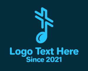 Sing - Music Note Cross logo design