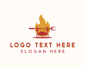 Fire - Flame Grilled Crab logo design