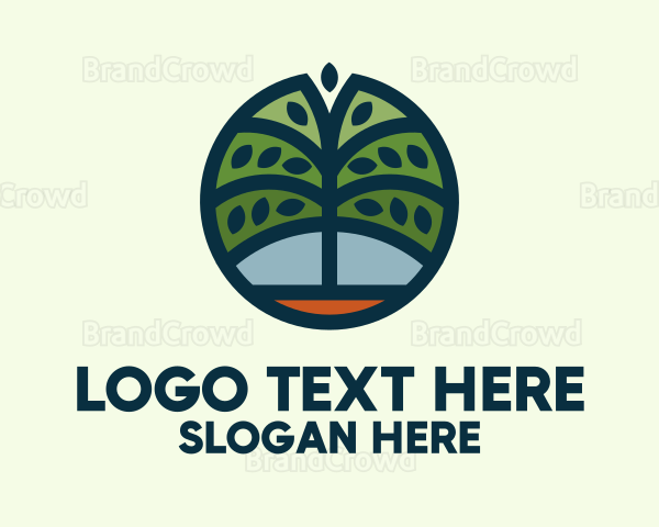 Green Tree Circle Badge Logo