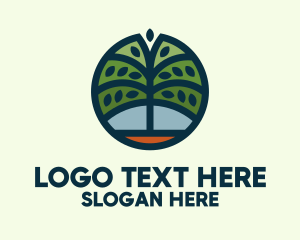 Lumber - Green Tree Circle Badge logo design