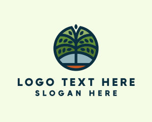 Botany - Green Tree Circle Badge logo design