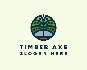 Green Tree Circle Badge logo design