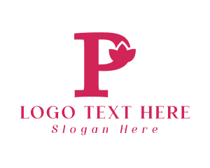 Bold - Pink Flower Letter P logo design